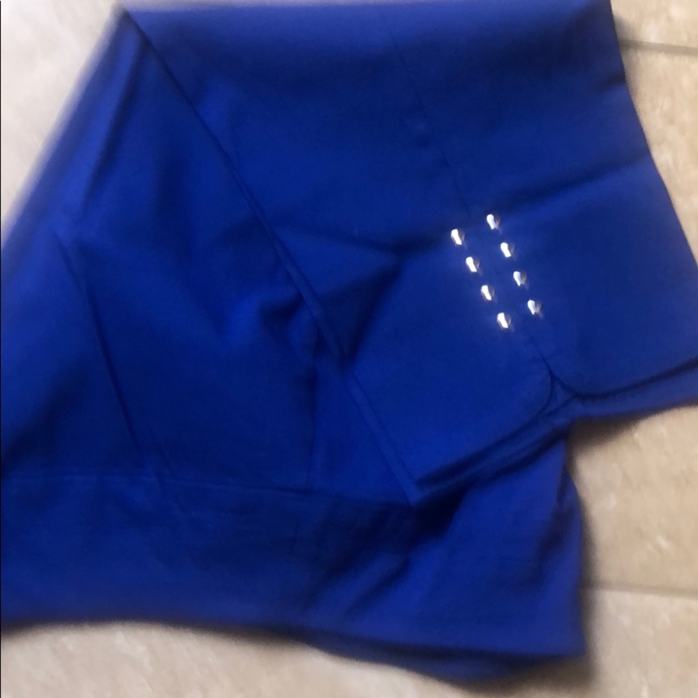 Bright blue crop pant, lightweight stretchy fabric